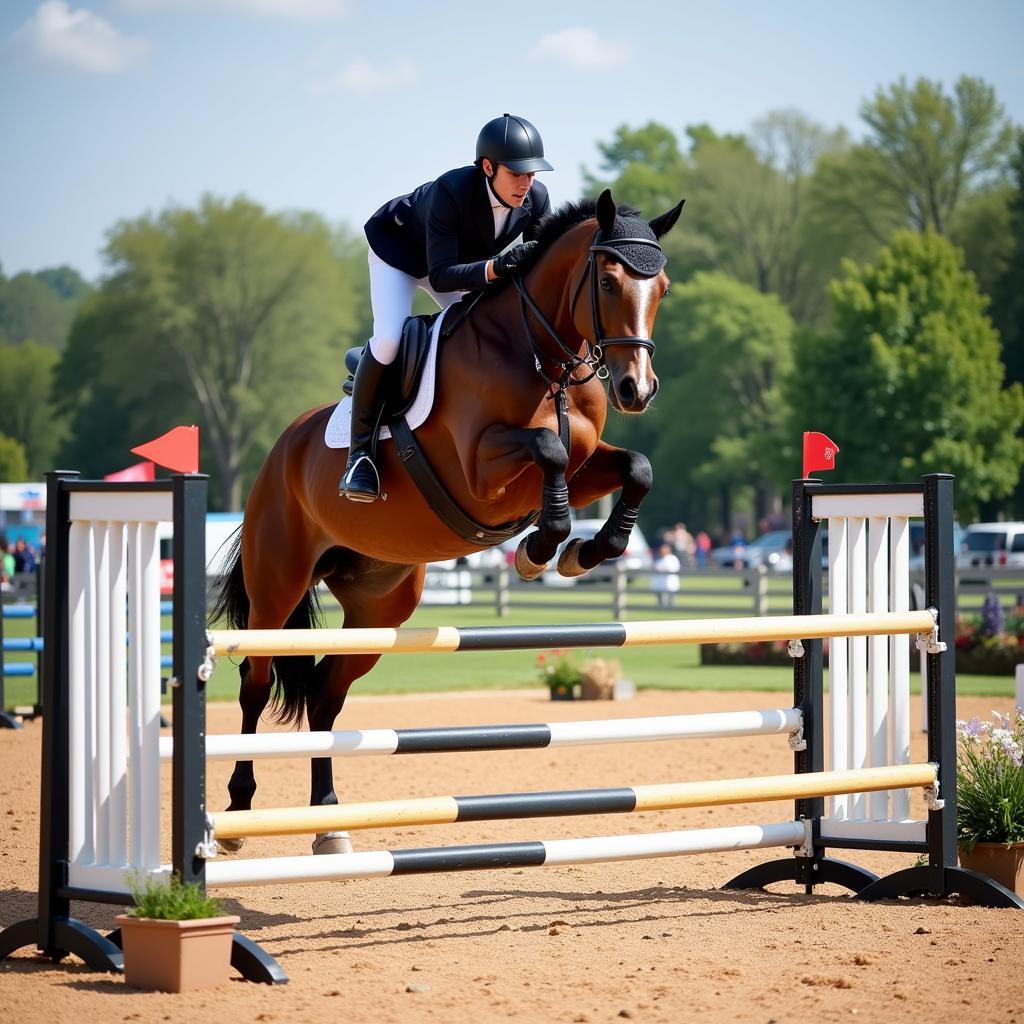 17 Hand Horse Jumping Over a Fence