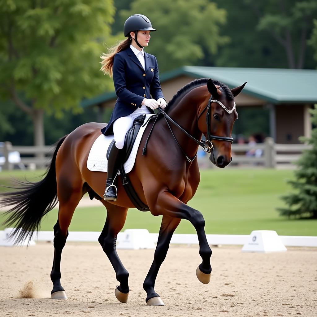 17 Hand Horse and Rider Performing Dressage