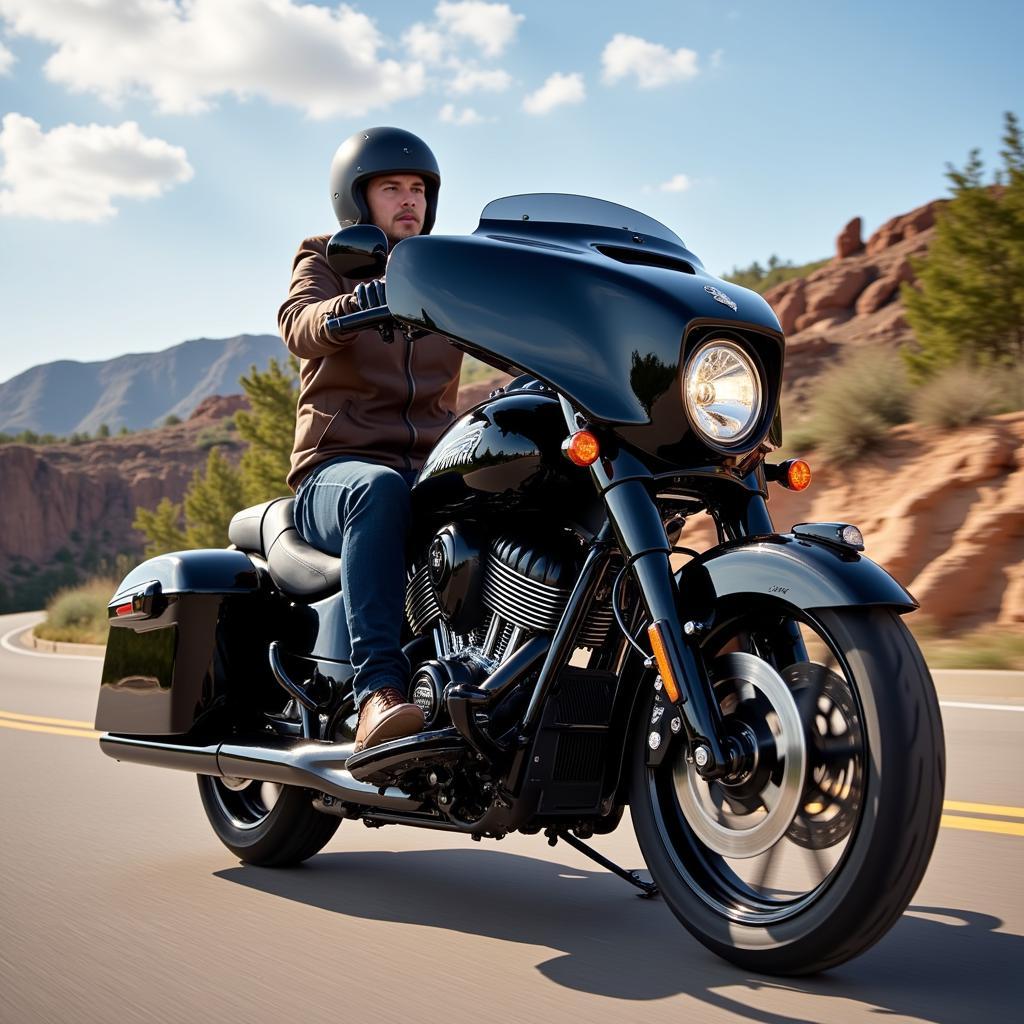  A rider enjoys the open road on the 2020 Indian Chieftain Dark Horse