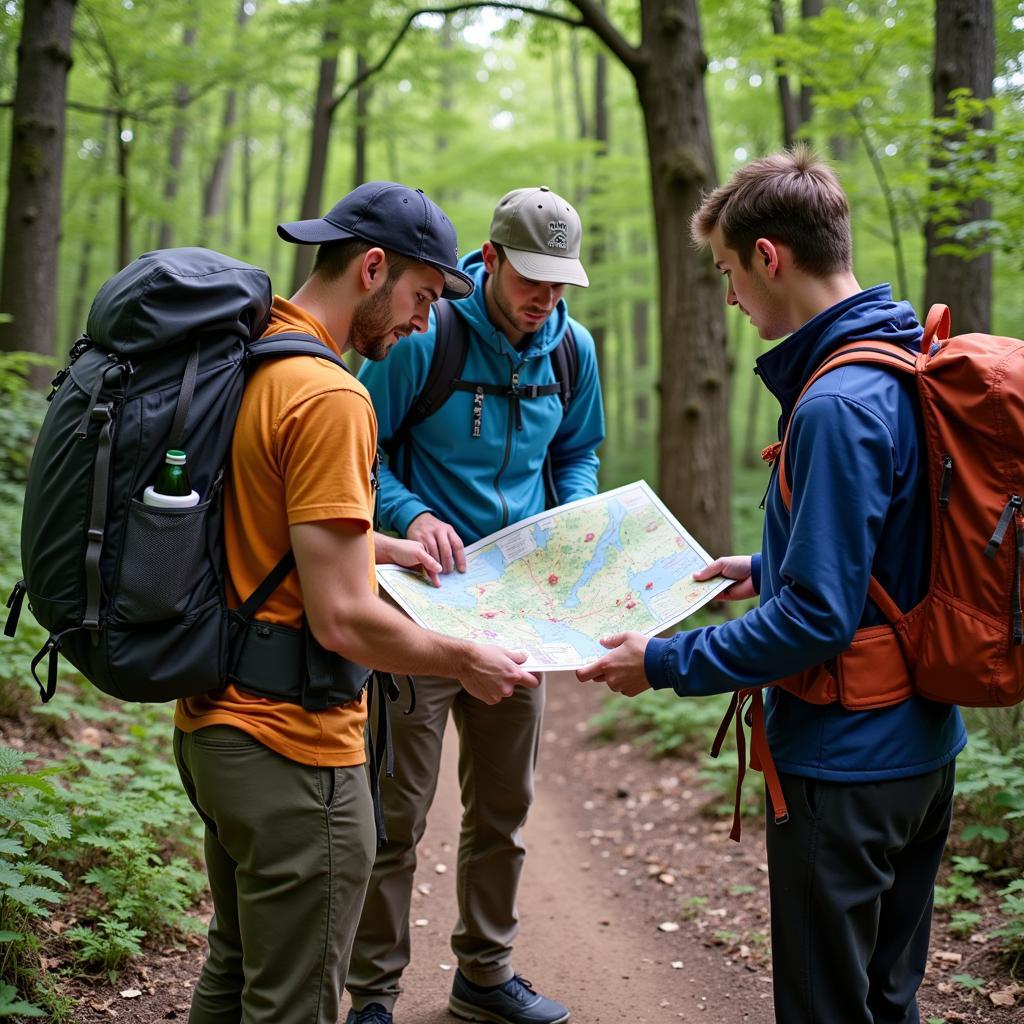 Hikers Preparing for the 21 Horse Cave Trail