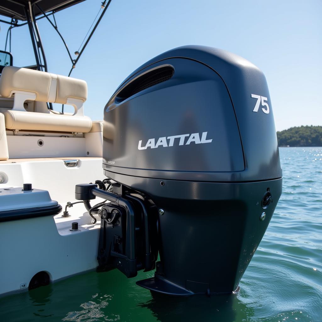 75 HP outboard motor mounted on a boat