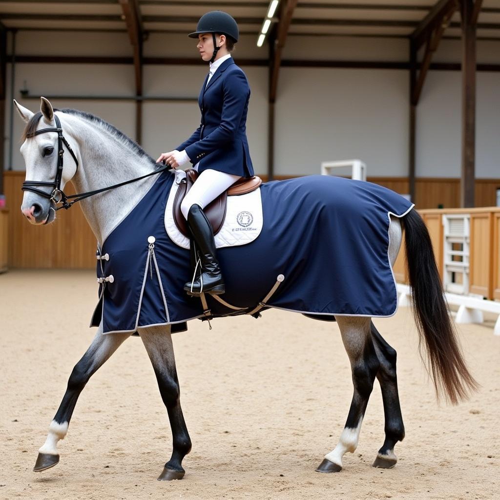 A Grey Horse Wearing a Lightweight Exercise Sheet