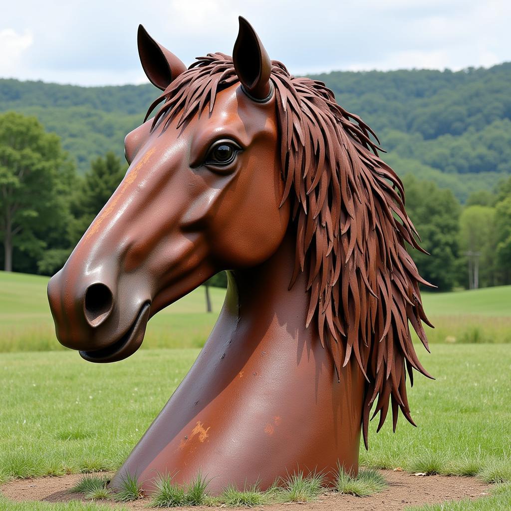 Modern Art Sculpture of a Horse Head