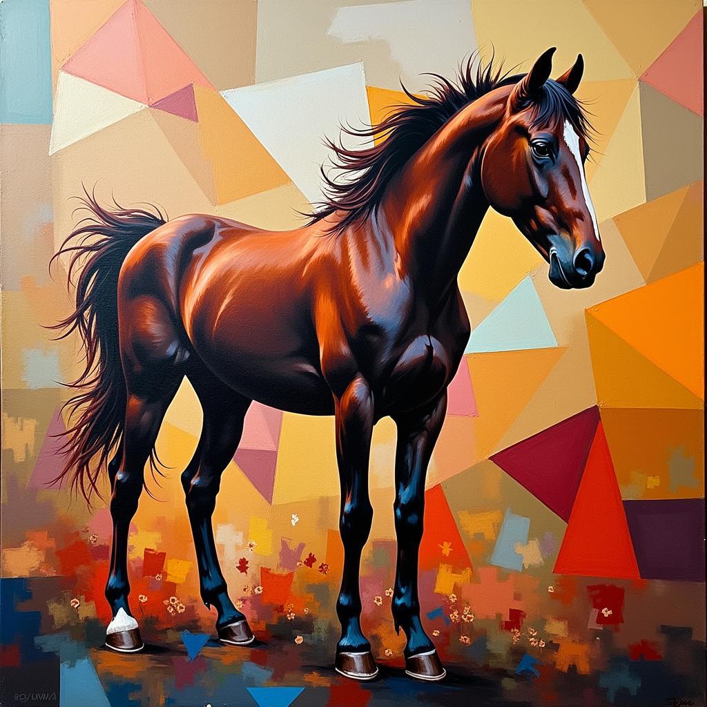 Abstract Horse Painting with Geometric Shapes