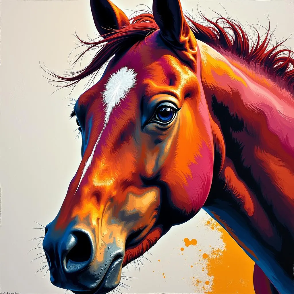 Abstract horse painting with bold brushstrokes