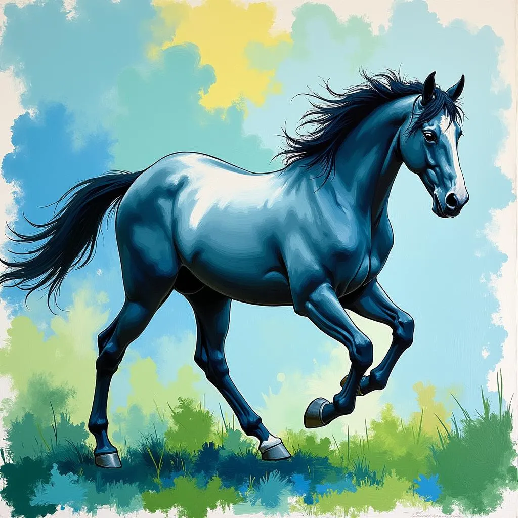 Abstract Horse Painting with Bold Colors