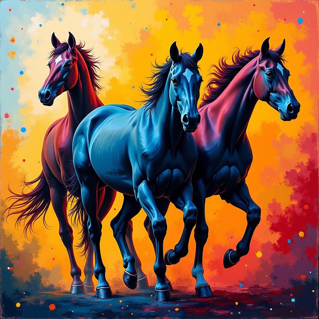 Abstract Painting of Three Horses