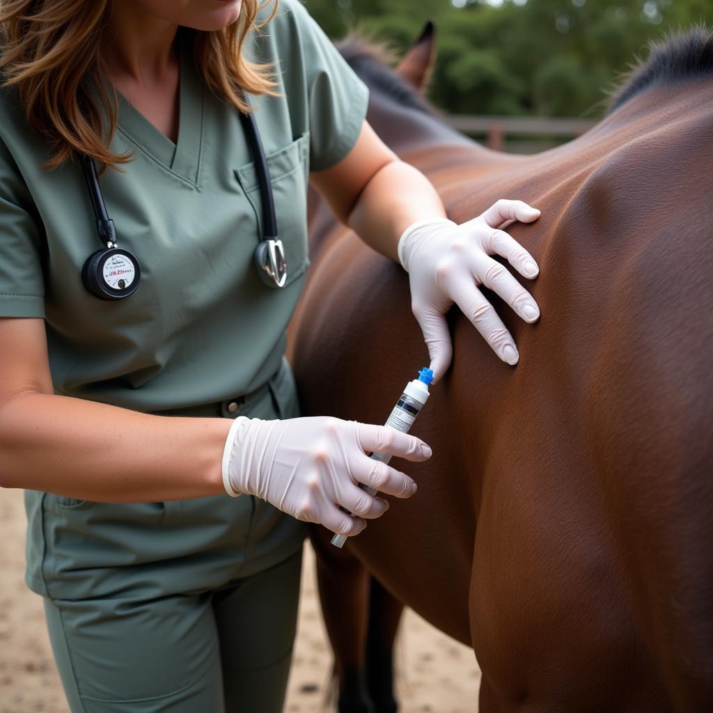 Horse receiving Adequan injection