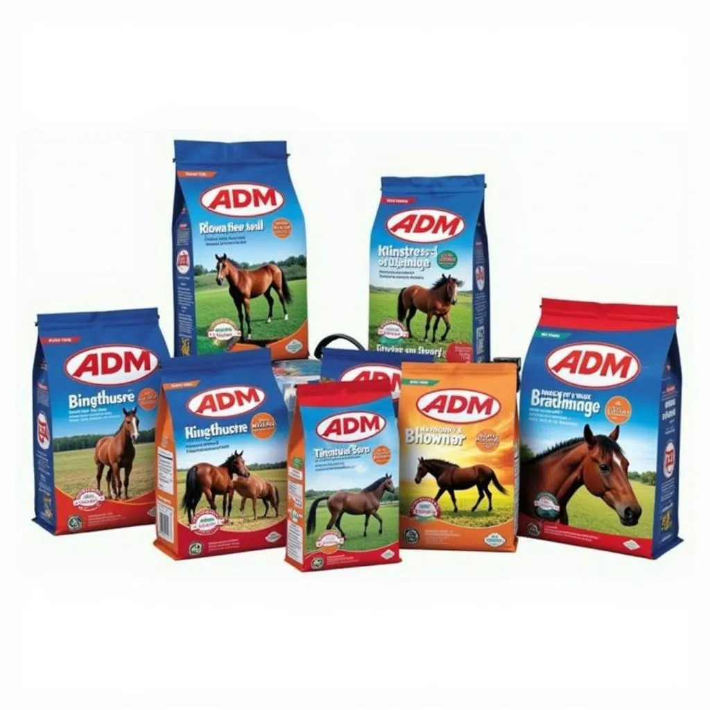 Bags of ADM horse feed