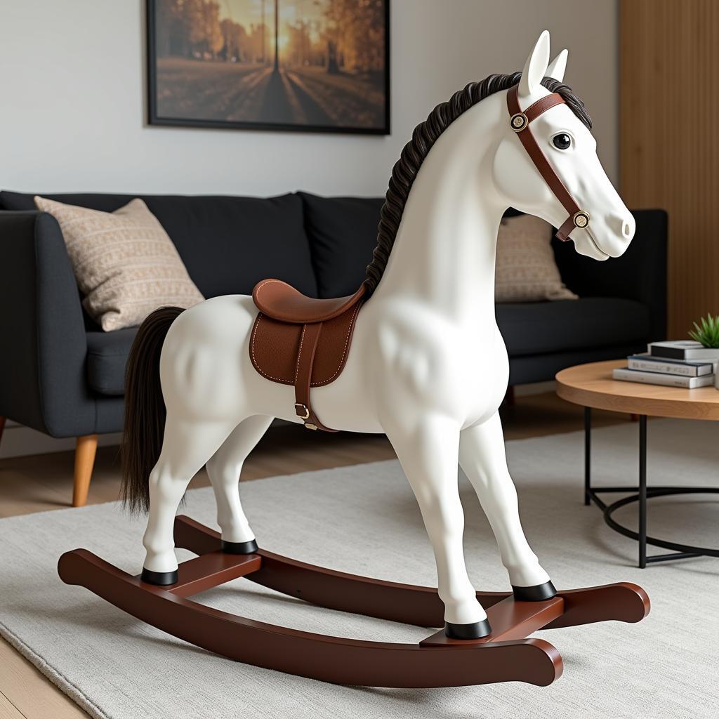 Modern adult rocking horse in a living room