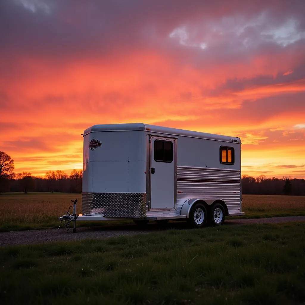 Aluminum Horse Trailer at Sunset