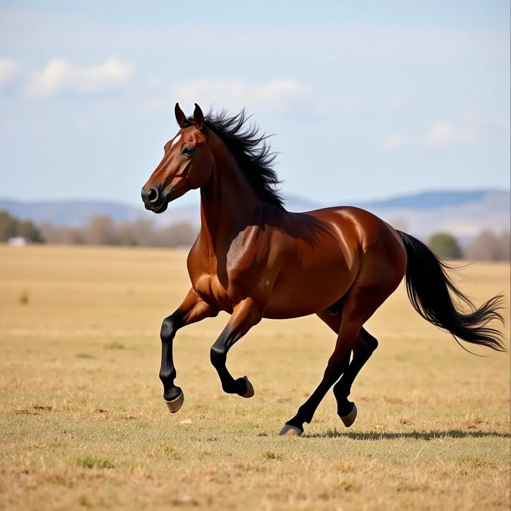 American Quarter Horse Running in an Open Field