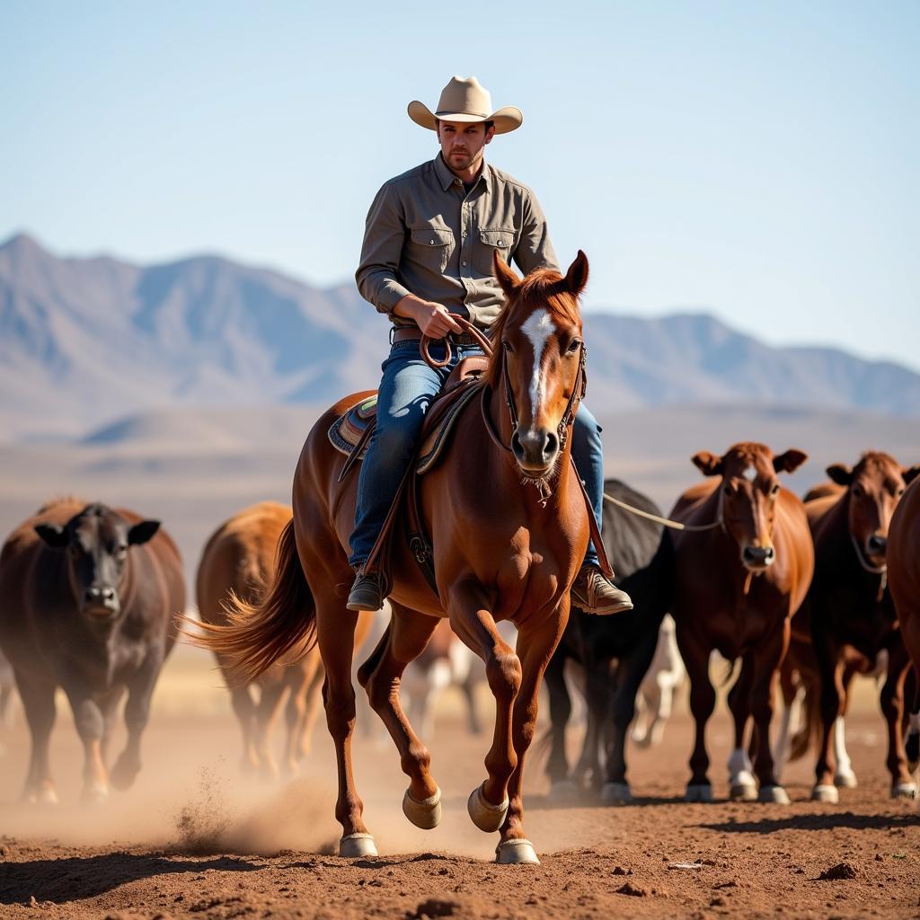 American Quarter Horse Working on a Ranch