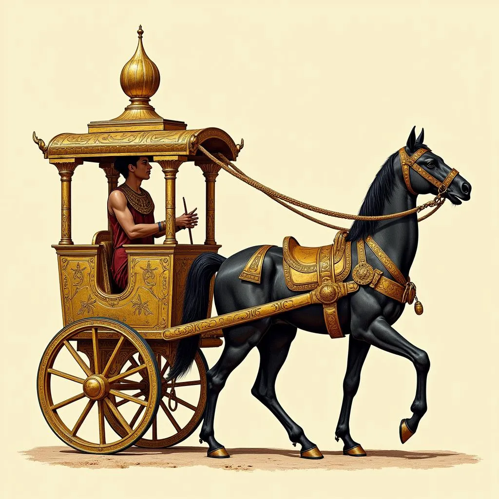 Ancient Egyptian Chariot with Gold Accents