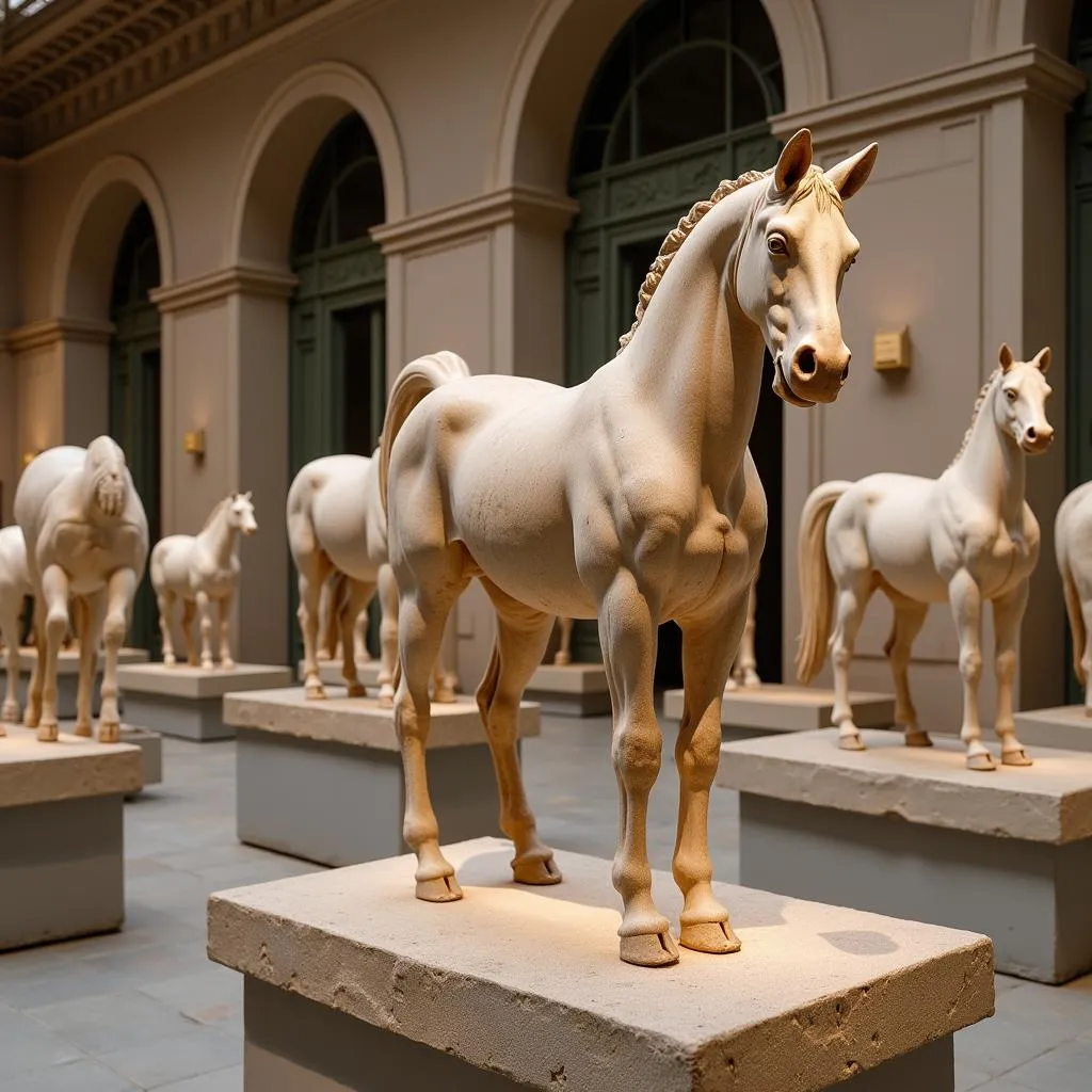 Ancient Greek marble horse sculptures