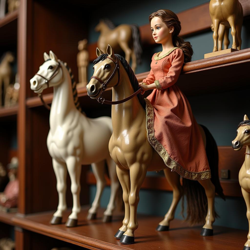 Antique Horse Doll on Display Shelf