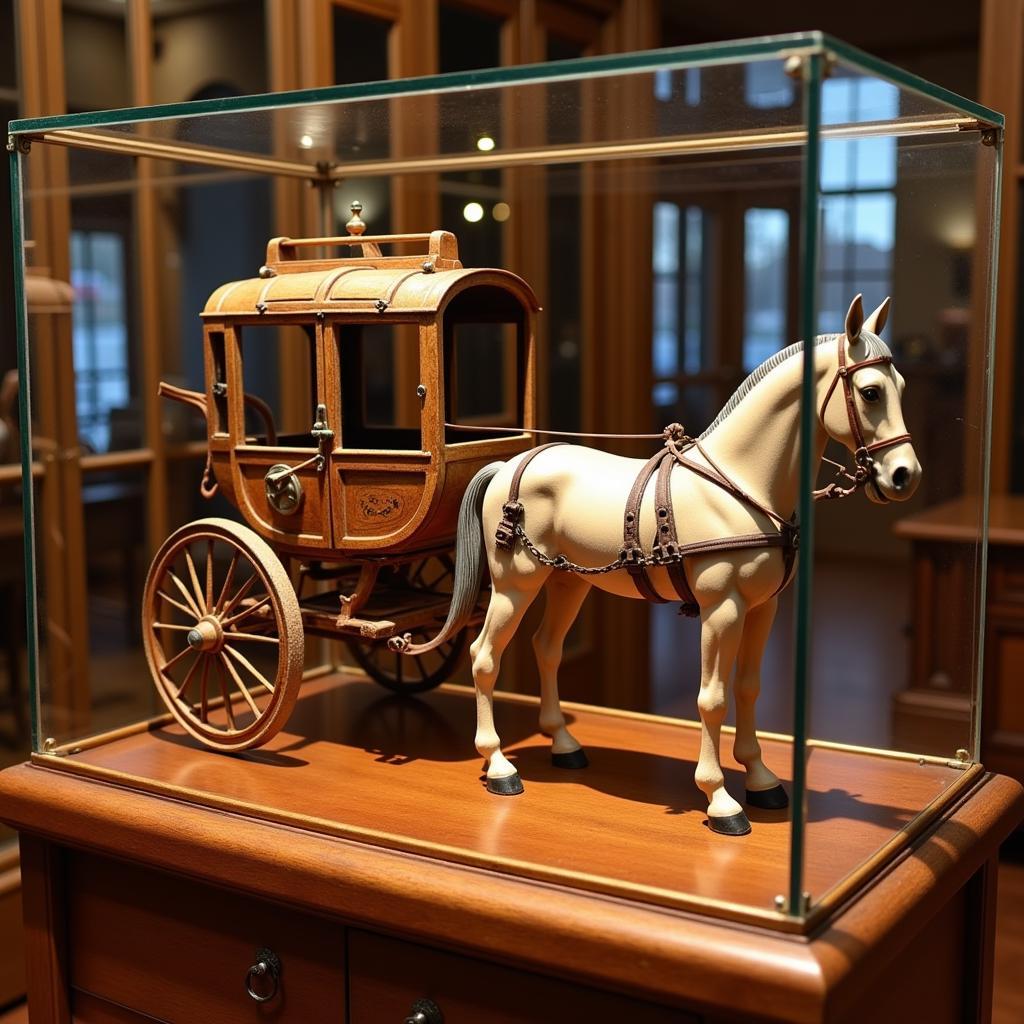 Antique Horse Drawn Carriage Toy on Display