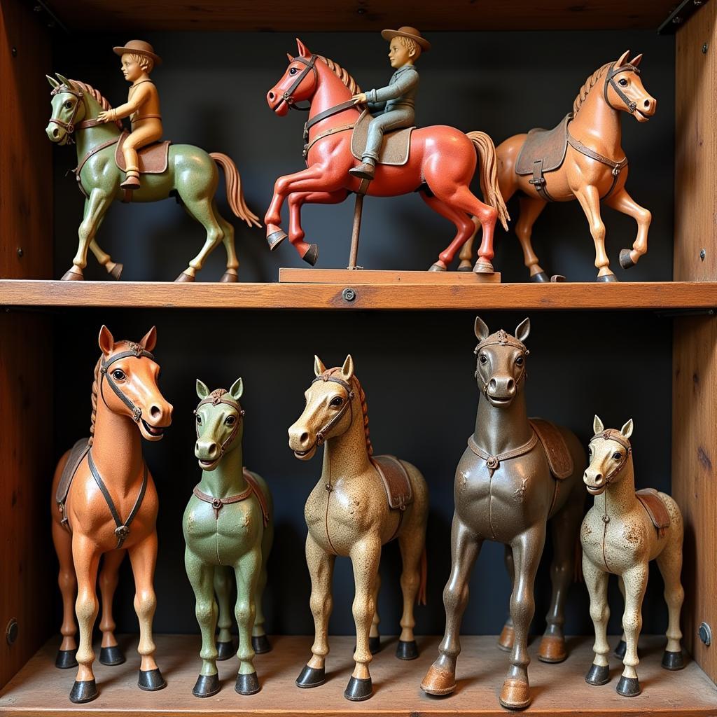 Antique Metal Riding Horse Toy Collection