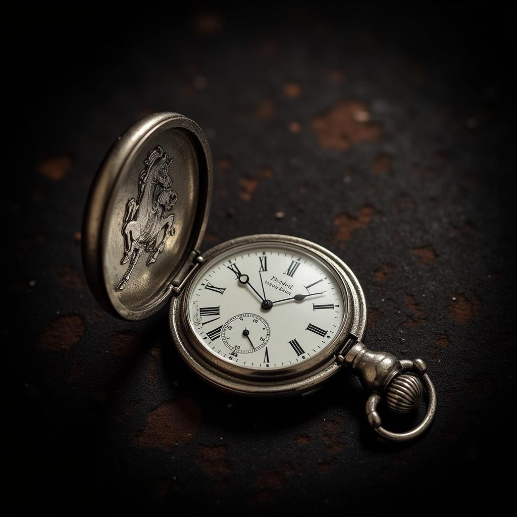 Antique Pocket Watch with Horse Engraving