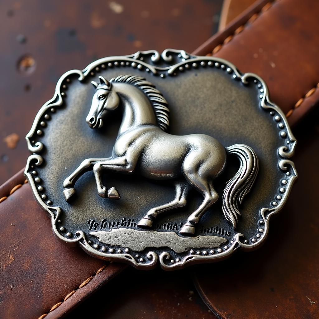 Antique Silver Horse Belt Buckle