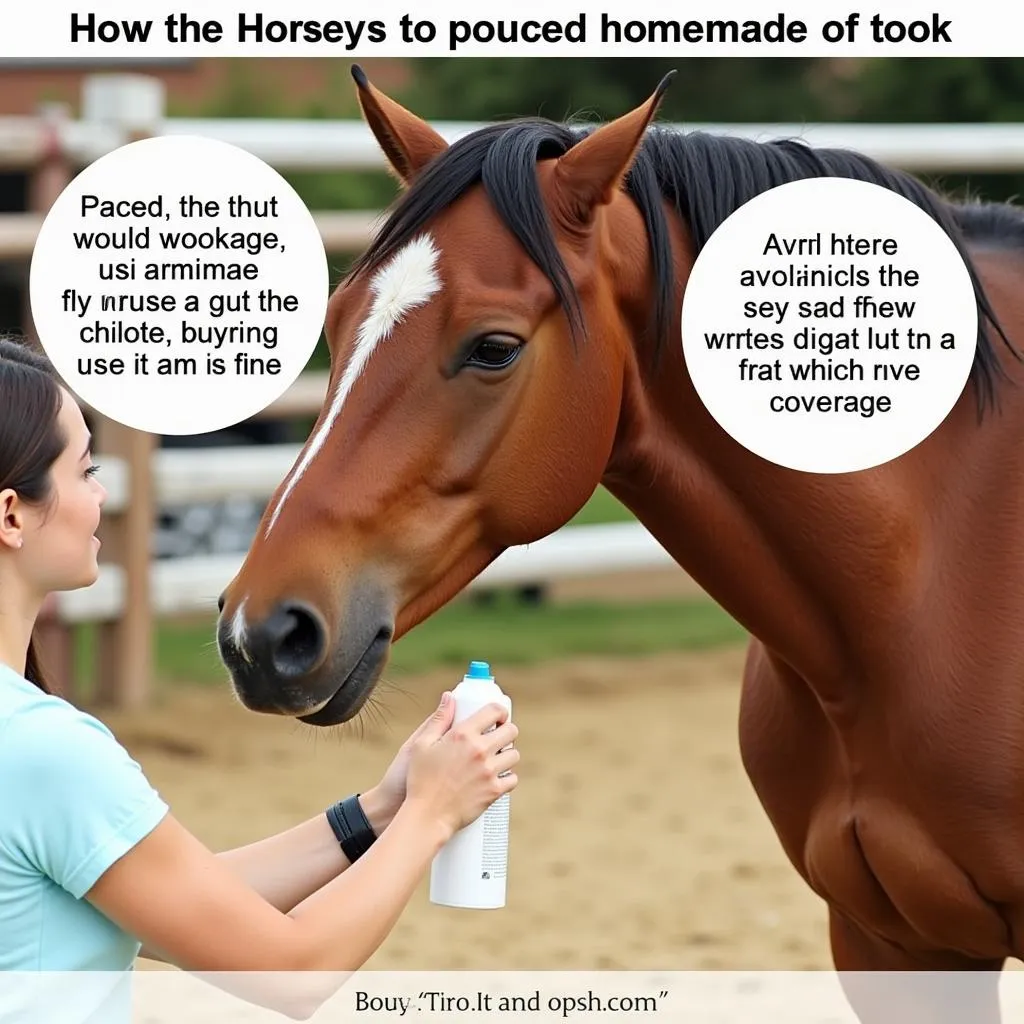 Applying homemade fly spray on a horse