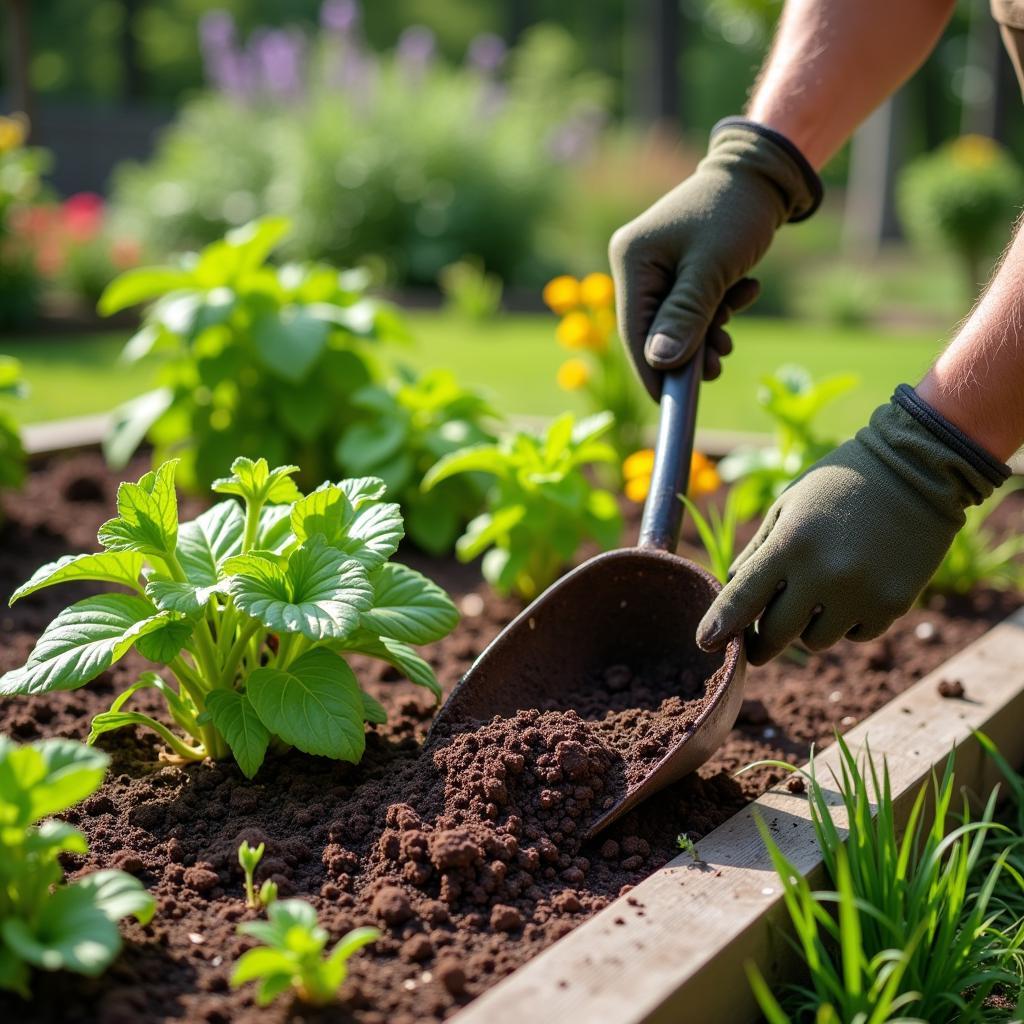 Applying Horse Manure to a Garden Bed