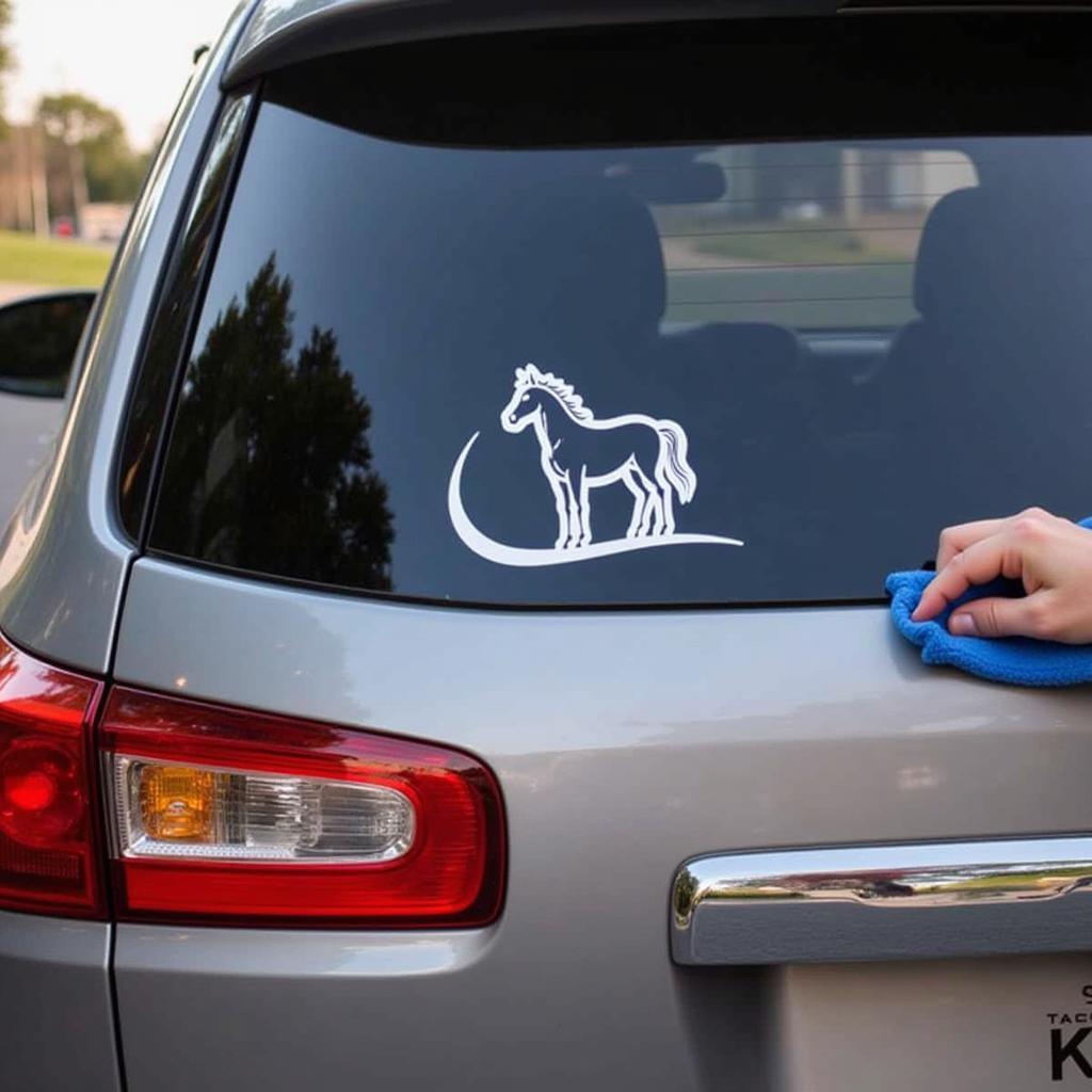 Applying a Horse Window Sticker to a Car Window