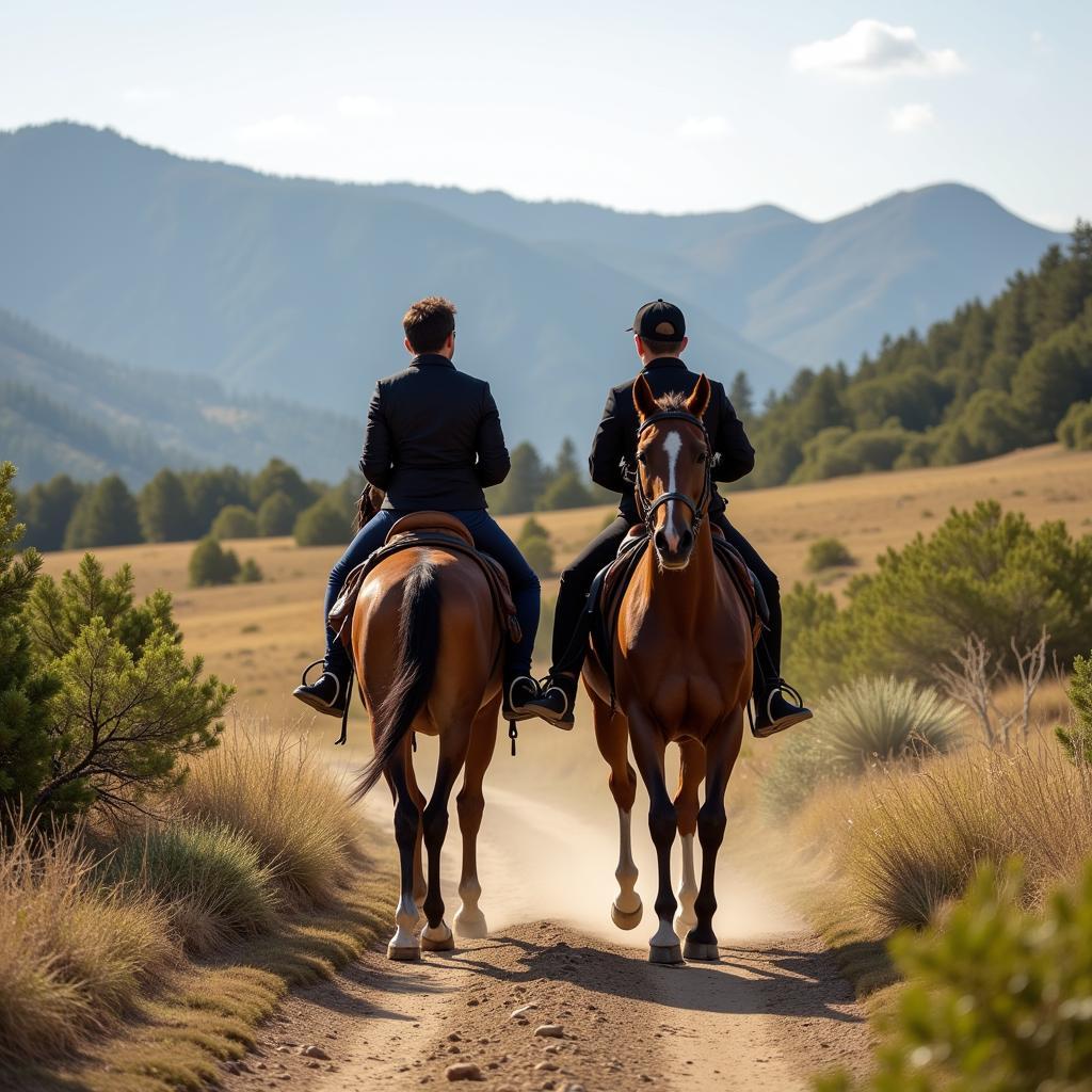 Arabian Horse and Rider on Trail