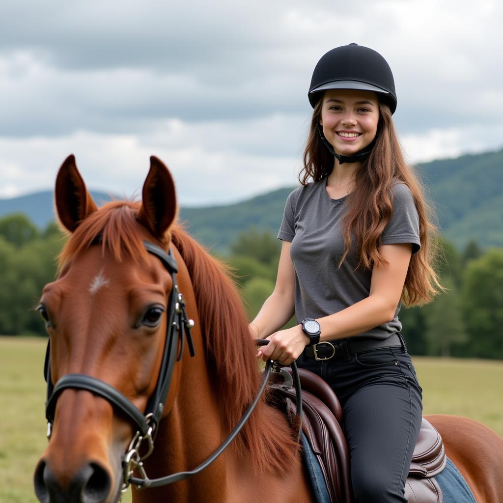 Arabian Horse with Beginner Rider