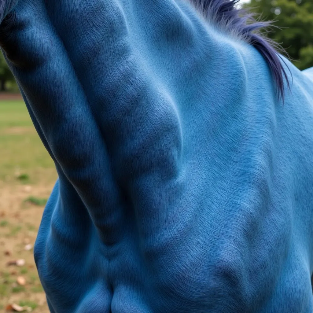 Arabian horse with a blue roan coat