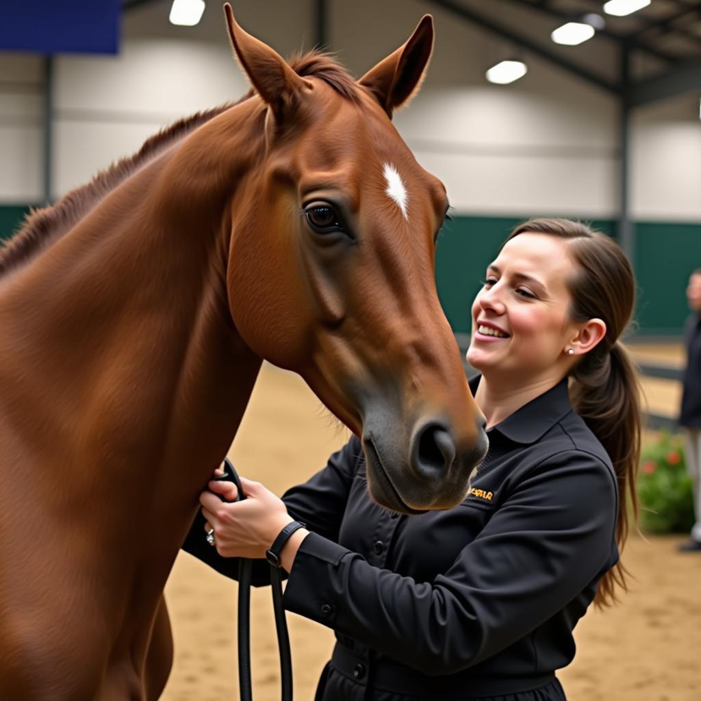 Arabian horse being presented in a halter class