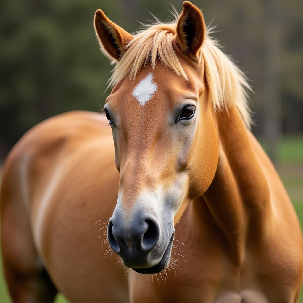 Arabian horse palomino close-up portrait