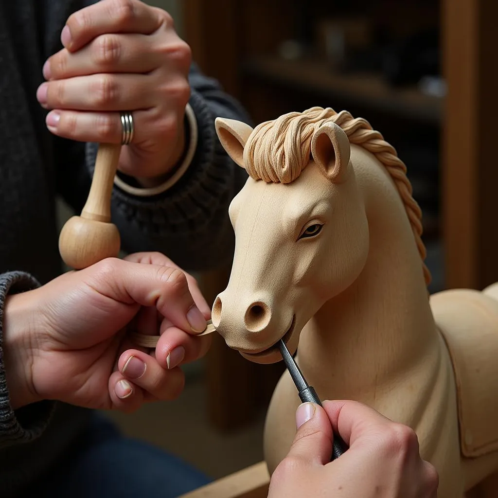 Artisan Carving Rocking Horse Head