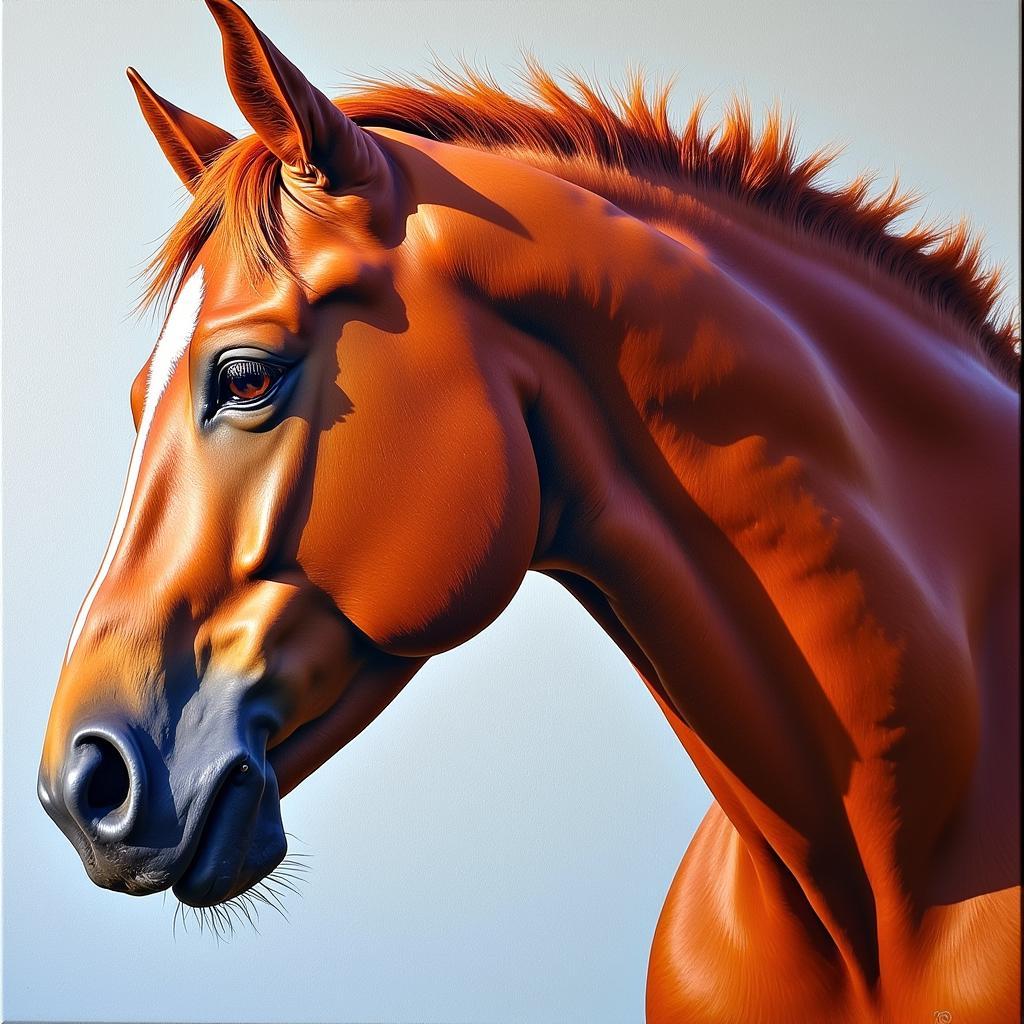 Oil painting of a horse on canvas