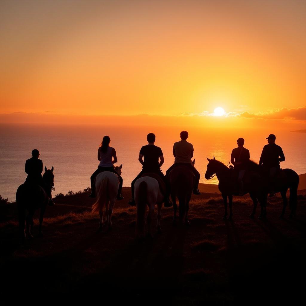 Enjoying the panoramic ocean views during a horseback riding tour in Azores