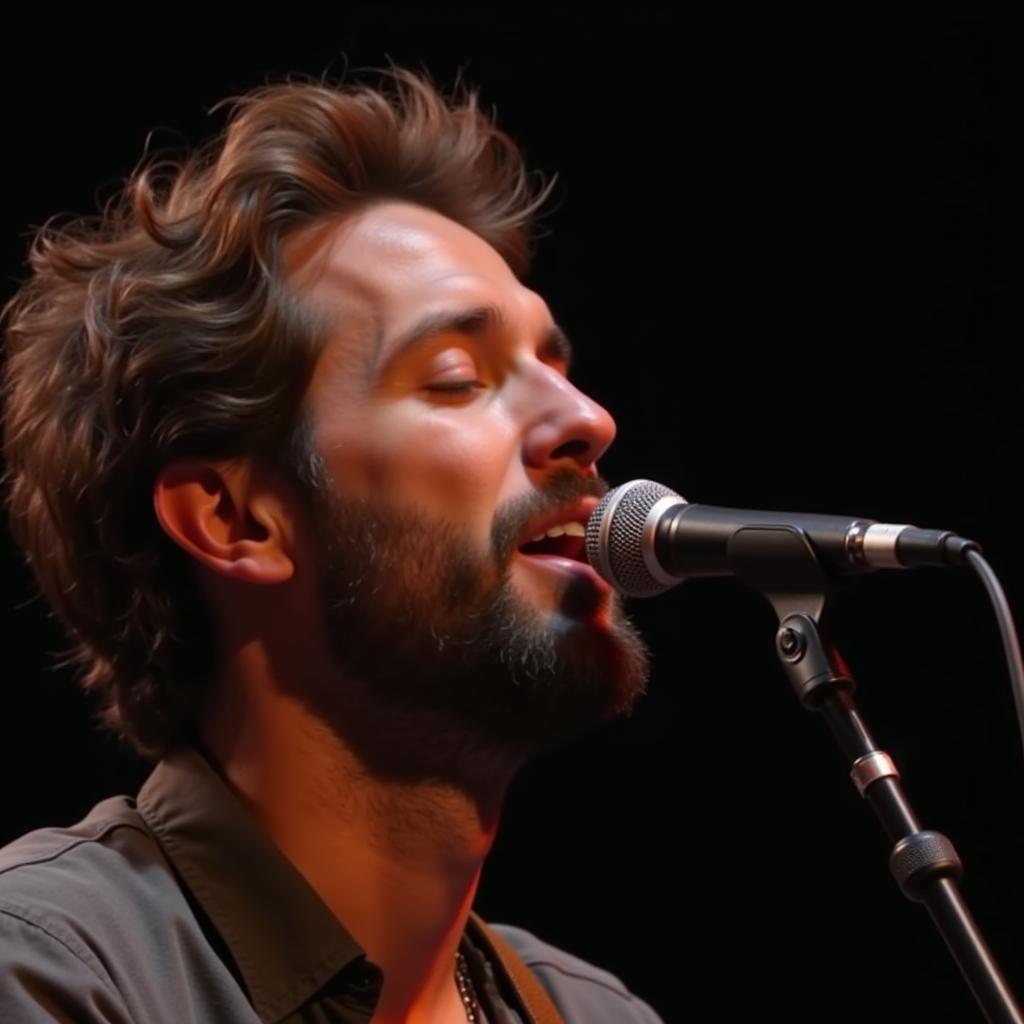 Band of Horses' lead singer, Ben Bridwell, captivates the audience with his passionate vocals.