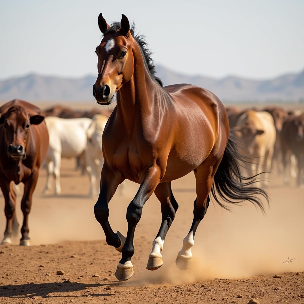 Bar Y Quarter Horse working cattle on a ranch