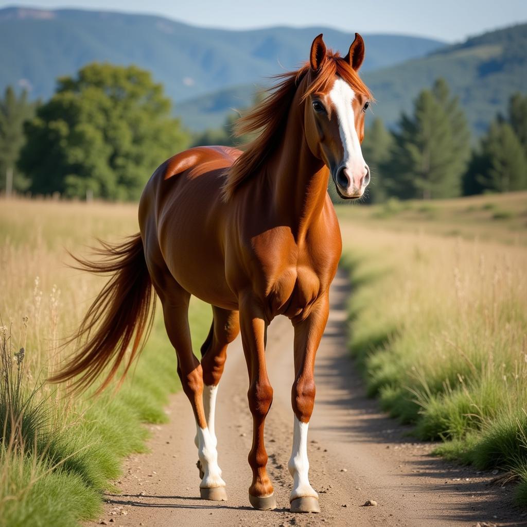 A Bar Y Quarter Horse being ridden on a scenic trail