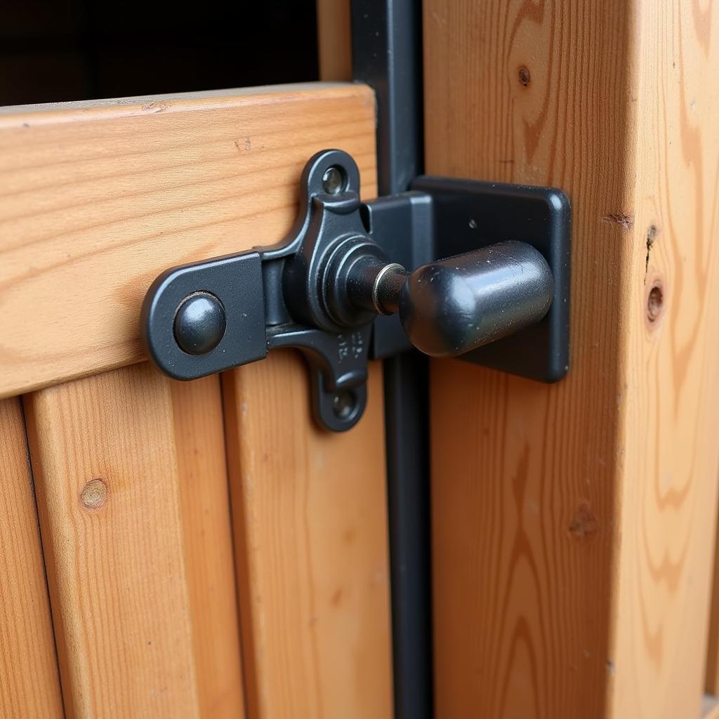 Barrel Bolt Latch on Wooden Gate