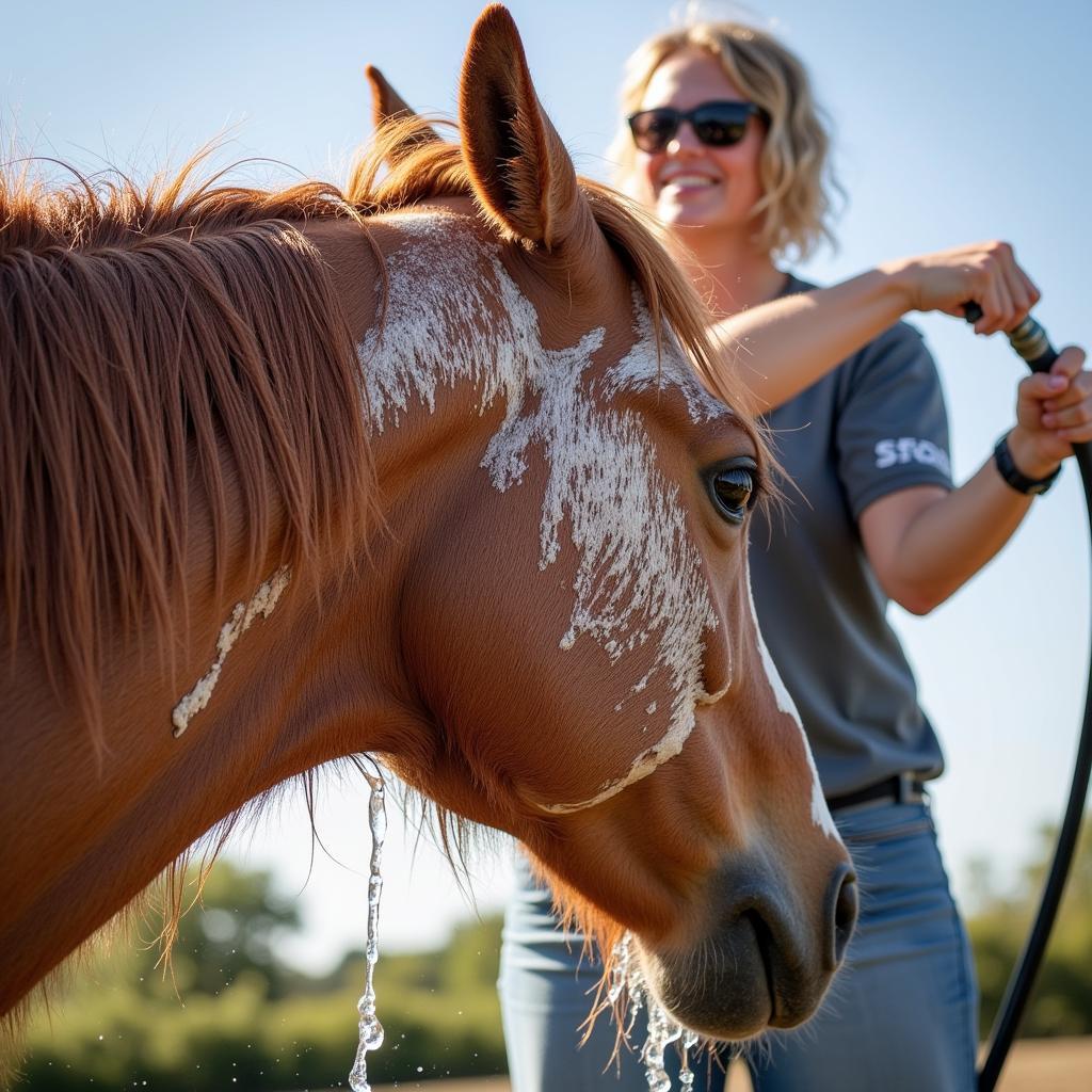 Bathing Horse Outdoors