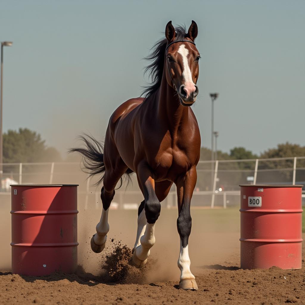 Benny the barrel racing horse in action