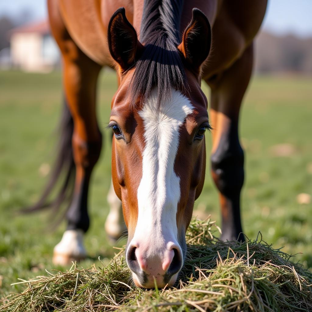 Horse Eating Hay