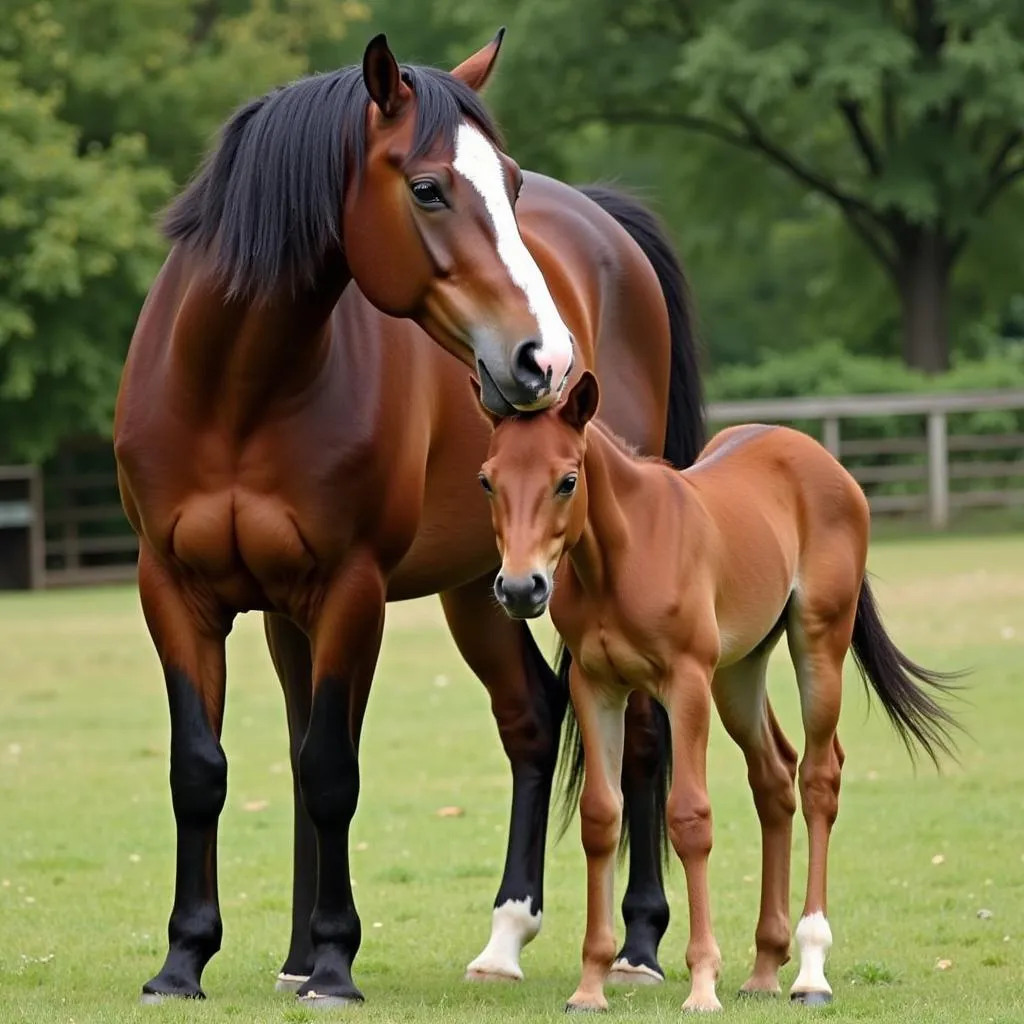 Beswick Shire Horse Figurine with Foal