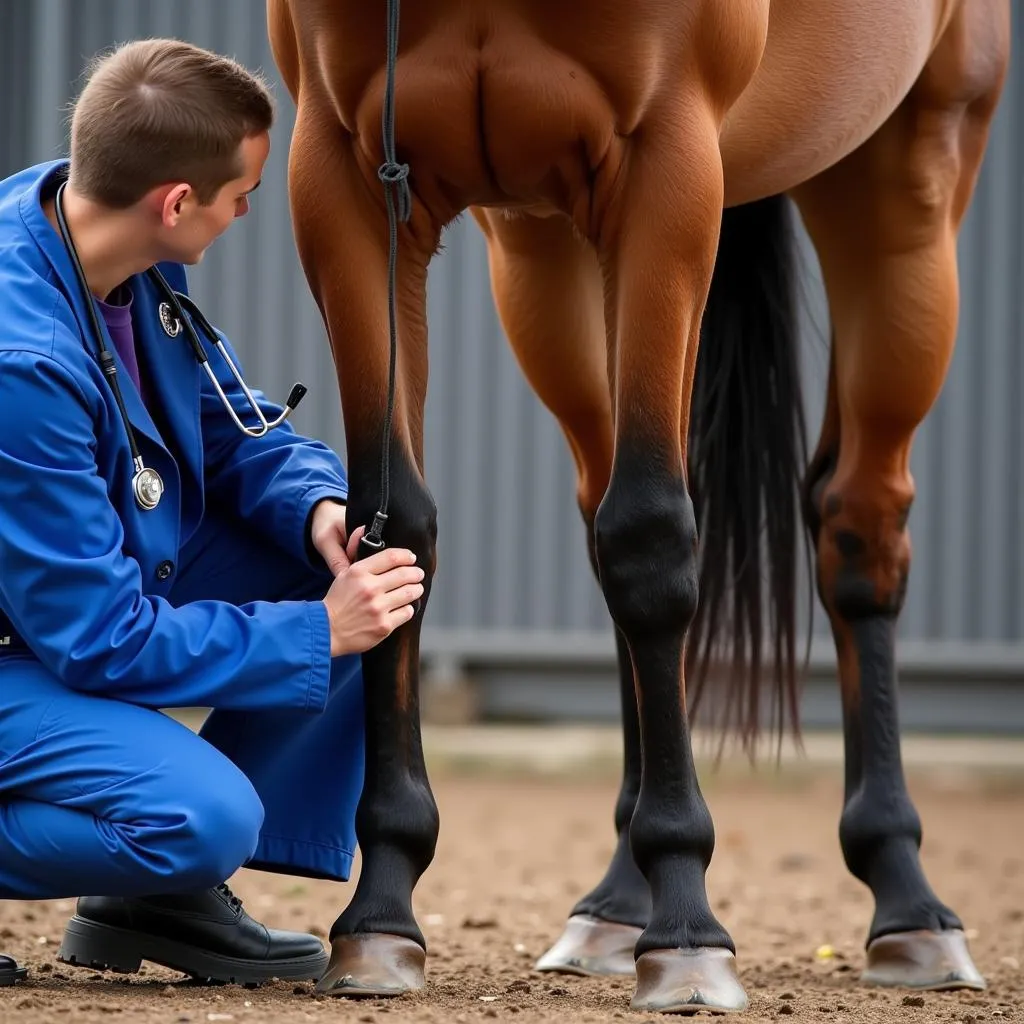 BFA horse undergoing a pre-purchase veterinary exam