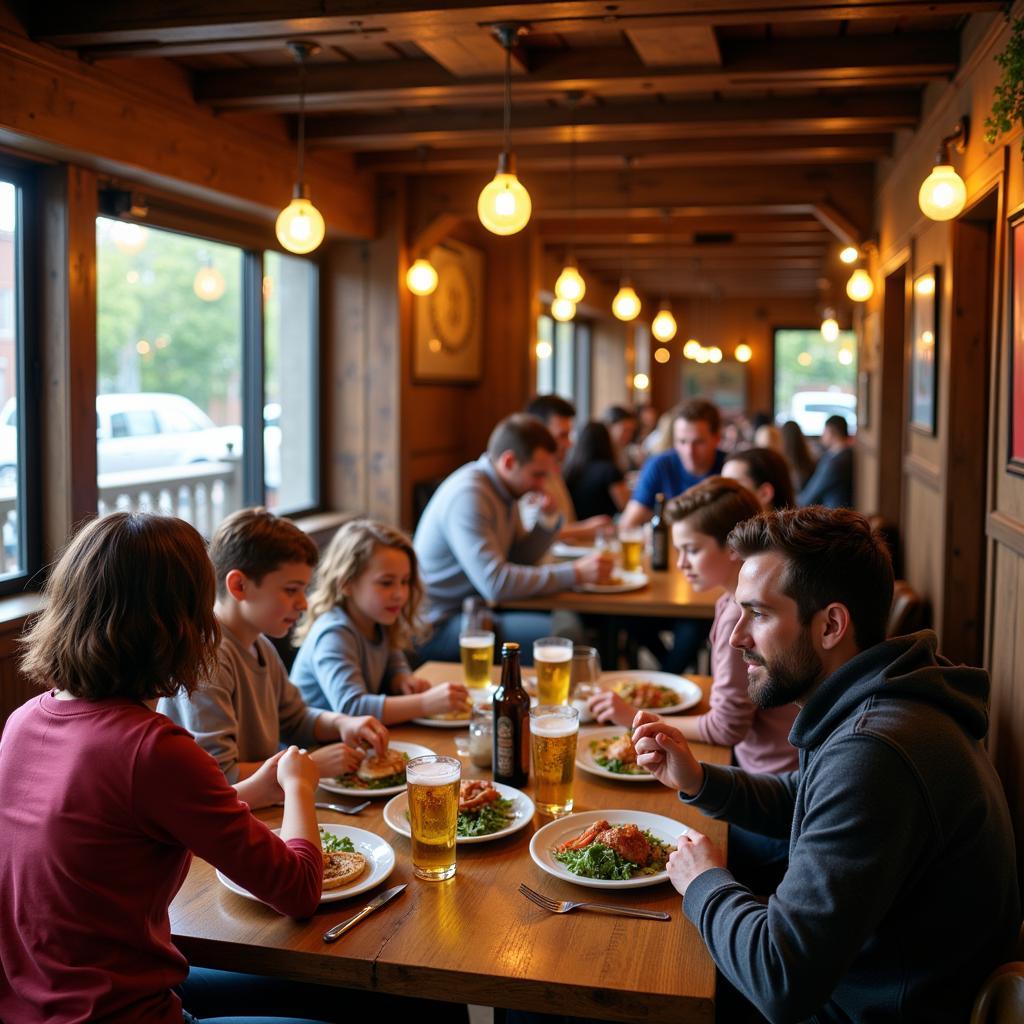 Inside a bustling Big Horse Brew Pub