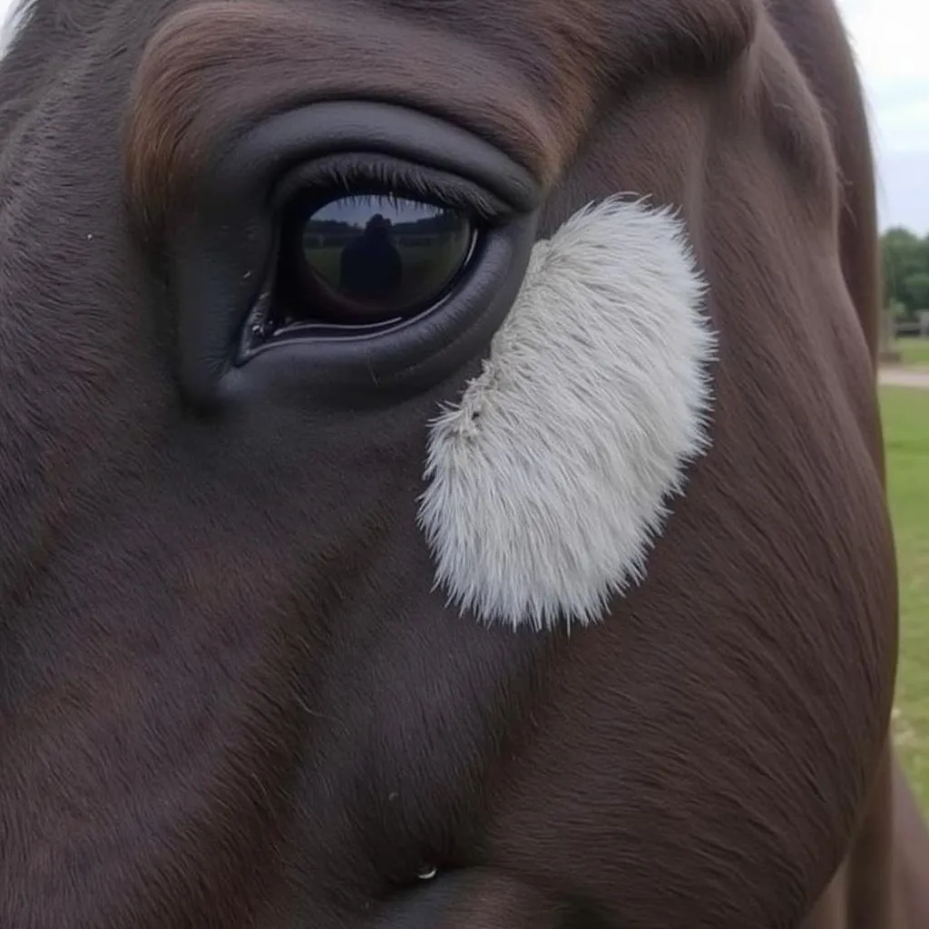 Bird catcher spot on a horse's face