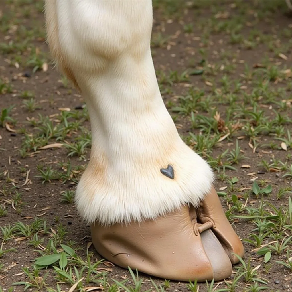 Bird catcher spot on a horse's fetlock