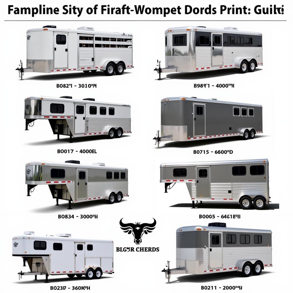 Bison horse trailer models lined up for display