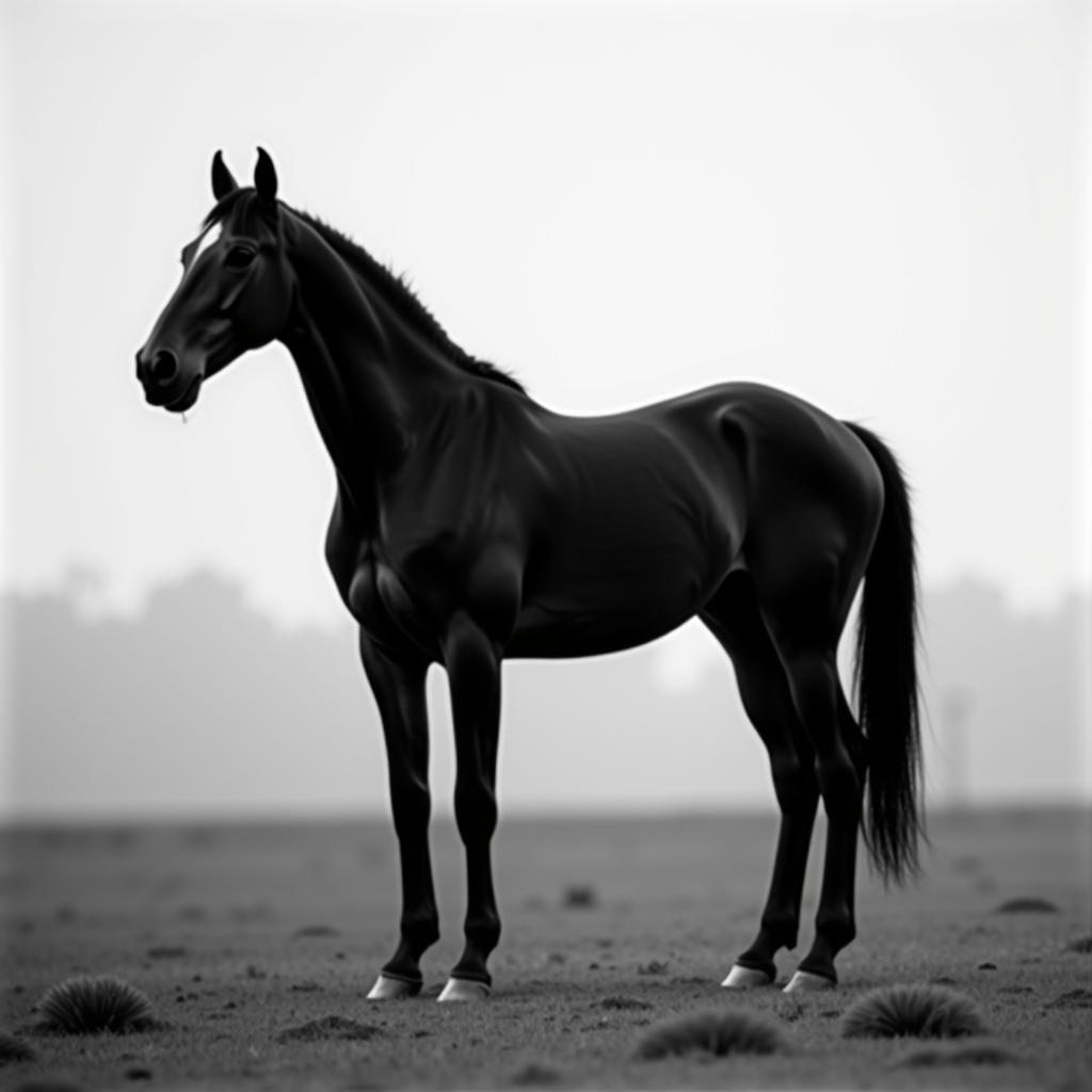 Black and white horse photography print