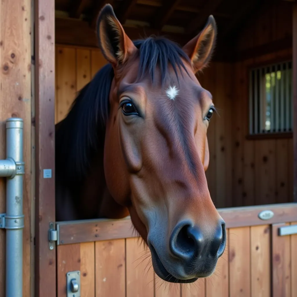 Black Horse Candy for Horses in a Stable